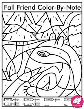 Autumn Color by Note Worksheet Etsy