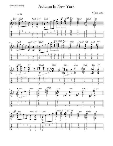 Autumn In New York (guitar chord melody) - Musescore.com