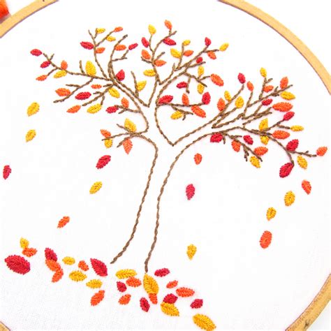 Autumn Tree Hand Embroidery Pattern Wandering Threads Embroidery