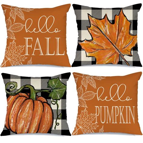 GEEORY Fall Decor Pillow Covers 18x18 inch Set of 4 Fall Decorations Pillows Pumpkin Patch Truck Maple Leaves Farmhouse Throw Pillows for Fall Thanksgiving Autumn Cushion Cases for Sofa Couch 4.2 out of 5 stars 80. 