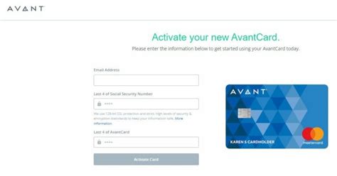 Avant com activate. How to Log In to a Avant Card Account. Go to the Avant Card login page. Fill out the username and password fields with your credentials. Click “Log In” to access your … 