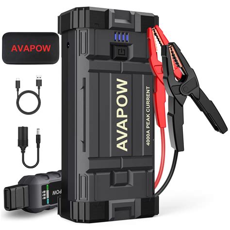 Powerful Battery Starter - This AVAPOW A68 car jump starter provide up to 6000A peak current and 32000mAh capacity. . Avapow