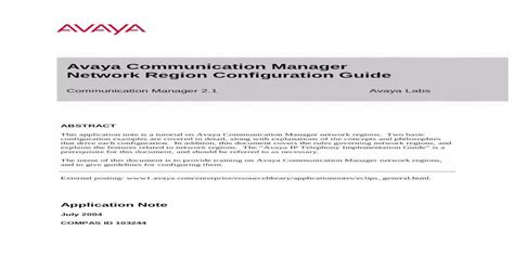 Avaya communication manager network region configuration guide. - Crónicas de santiago de cuba (tomo vii).