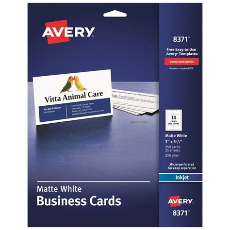 Avery 8371. Amazon.com : Avery Clean Edge Printable Business Cards with Sure Feed Technology, 2" x 3.5", White, 400 Blank Cards for Inkjet Printers (08877) : Business Card Stock : Office Products 