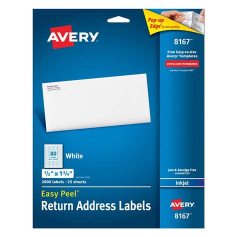 Avery labels 8167. TYH Supplies Address Labels 0.5 x 1.75 Inch, White Matte, 2000 Labels, Laser & Inkjet Printer, Strong Adhesive, Compatible with Avery 8167 Template 4.6 out of 5 stars 306 