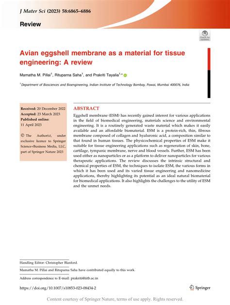 Avian eggshell membrane as a material for tissue engineering