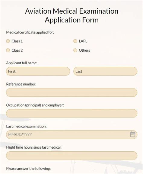 Aviation Medical Application Form Template 123FormBuilder