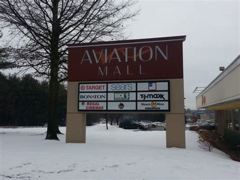 Aviation mall. Aviation Mall. Phone: (518) 793-8818. Address: 578 Aviation Rd. Queensbury, NY 12804. Web: www.shopaviationmall.com. Aviation Mall is located just off Exit 19 of the Adirondack Northway. Shopping locations include: 