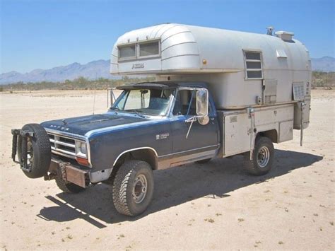 Avion slide in truck camper. The truck is a 1975 Ford F250 camper special, meaning it's set up for a slide-in camper like this one, a 1965 Avion C10, made in Michigan (by the way, most people think it's an Airstream that's been cut down). The designers were hunters working for Avion (which made trailers like this one) who talked their employer into letting them … 