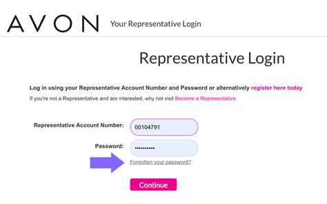 Avon Login for existing representative