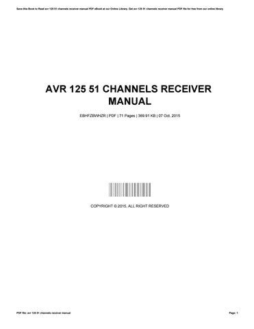 Avr 125 51 channels receiver manual. - John deere sabre 1842gv 1842hv lawn mower service repair technical manual tm 1740.