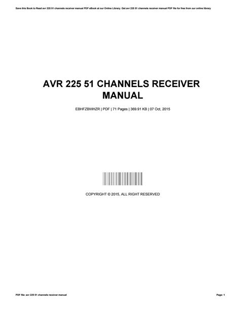 Avr 225 51 channels receiver manual. - Renault megane 2000 repair service manual.