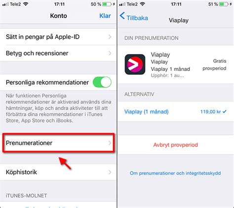 Avsluta prenumeration apple