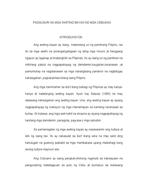 Awiting cebuano.  This document provides information about Visayan fol...