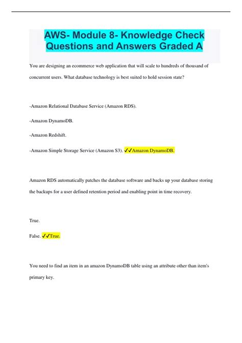 Aws module 9 knowledge check answers. 99K subscribers Subscribe Enhanced Document Preview...