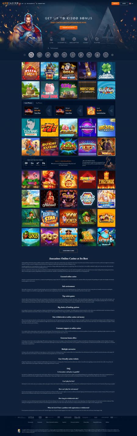 Axecasino Canada table games