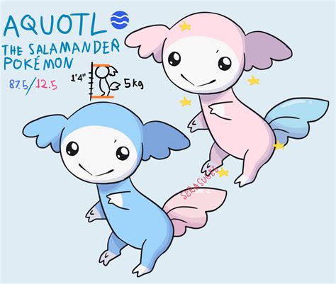 Axolotl fakemon. r/fakemon • I'm making a Fakemon region based on Newfoundland & Labrador (Canada), where I'm from! These are the starters: Conifur, the Grass pine marten, Nanowsy, the Water polar bear, and Pybrat, the Fire bat. These are my first Fakemon so … 