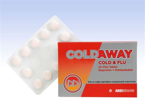 Ayrıca Coldaway Cold&Flu, 200mg ibuprofen, 30mg psödoefedrin Hcl içeren 24 ve 30 film tabletler şeklinde; Coldaway Plus, 100mg ibuprofen, 15mg .