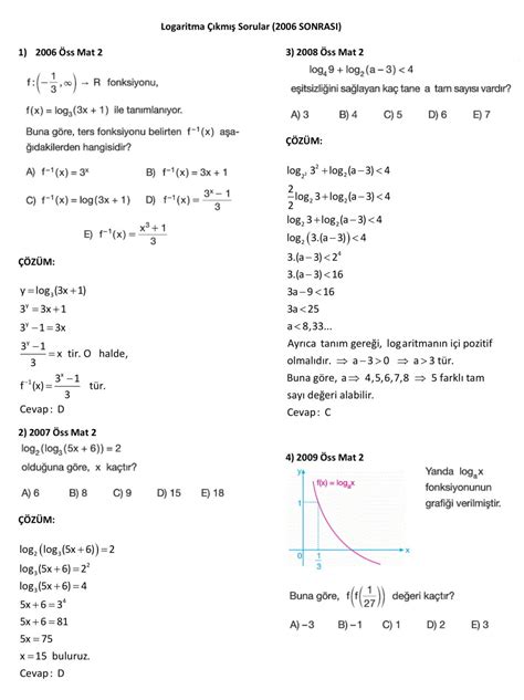 Ayt matematik çıkmış sorular pdf