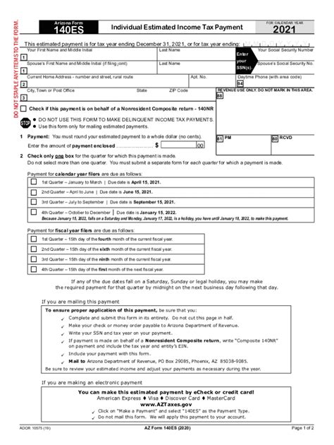 An individual who does not have to make Arizona 2023 estimated income tax payments may choose to make them. Taxpayers who make such an election may choose one of the following methods to make their payments. Method 1: If you file federal estimated tax, you can file Form 140ES at the same time. The amount that you remit with Form 140ES should be ...