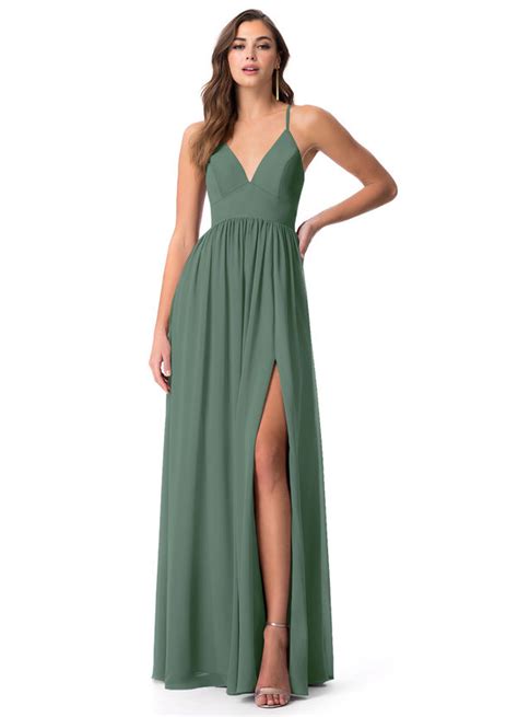 Azazie eucalyptus. Azazie Kimber. A-Line Flounce Sleeve Chiffon Floor-Length Dress. $99. (159) +59. Azazie Maive. Sheath Pleated Ruffle Chiffon Floor-Length Dress. $99. 