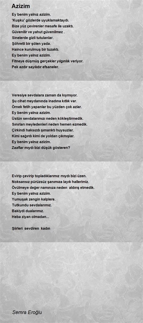 Azizim Şiiri Hande Yurdakul.