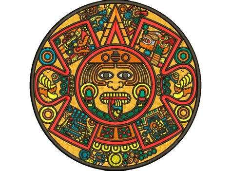 Aztec Calendar Applique Machine Embroidery Design Etsy
