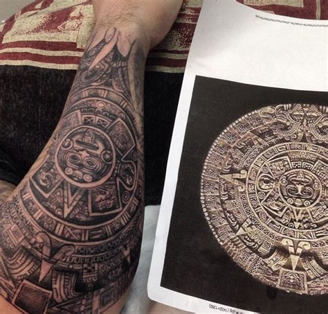 Aztec Calendar Hand Tattoo