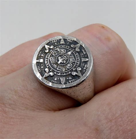 Aztec Calendar Ring Silver
