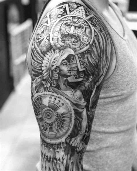 Aztec eagle warriors, who were considered the most elite warriors, are a popular subject for tattoos. These designs represent courage, valor, and loyalty to the Aztec empire. Symbolic elements such as headdresses, serpent motifs, and warrior regalia may also be incorporated to enhance the overall meaning.. 
