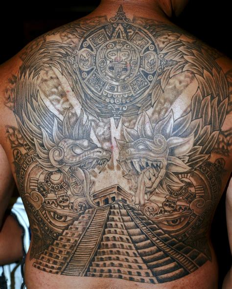Aztec tattoos and meanings. The guarantee of afterlife was said to be the sun, due to its constant rising and setting. Therefore, the meaning of the Aztec sun tattoo is 'belief in afterlife'. It was also made to show adoration for the sun-god. Eagle. Amongst the tattoos of animals and birds, the eagle was very widely used. 