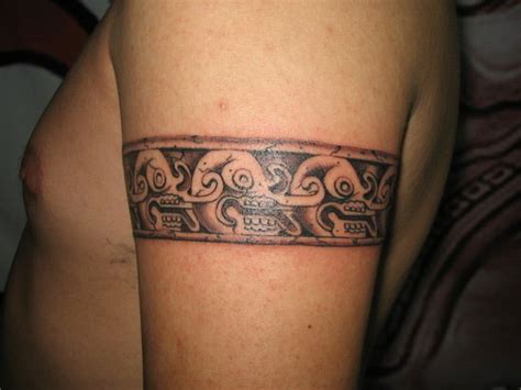 Aztec tribal band tattoos. An Aztec pattern tattoo can be inspired by glyphs or could take on a more abstract tribal-like form. There are various ways to design your piece, allowing you to make it suited to your style. You can opt for … 