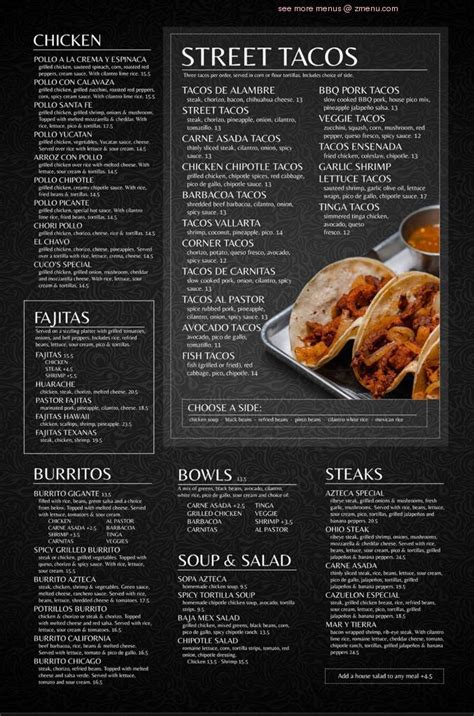 Restaurant menu, map for Taqueria Azteca located 