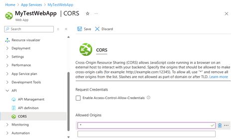 Azure app service cors. NET Core API hosted on Azure (azure app service) and it is running behi...