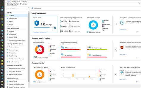 Azure security center. Security Center will identify resources (compute, network, storage, identity, and application) that need security recommendations, and will automatically suggest changes. You can see all recommendations in a single place, which is available by choosing General > Recommendations. There, you have all security controls, as shown in Figure 2-6. 