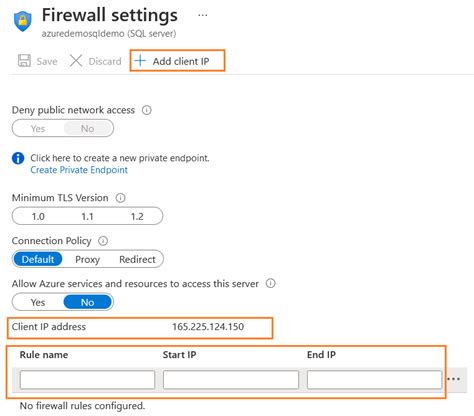 Azure sql database ip address.  The Azure server or database level firewall allows the client IP...