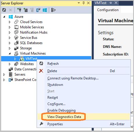 Azure virtual machine diagnostics settings.  To ensure continued support and access to new featu...