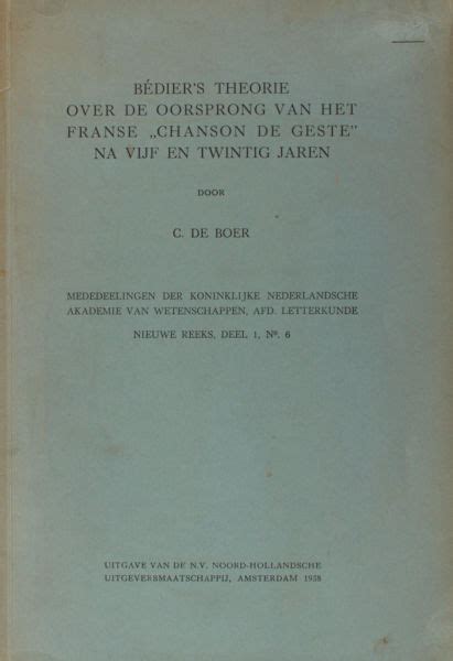 Bédier's theorie over de oorsprong van het franse chanson de geste na vijf en twintig jaren. - Manual de mulligan concept edición internacional.