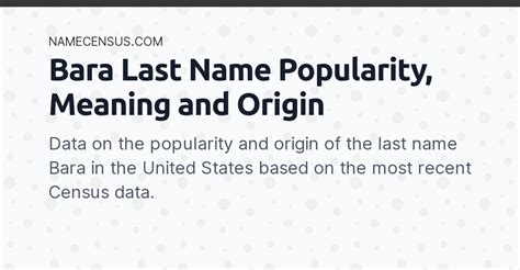 B Bara Surname Origin, Meaning & Last Name History