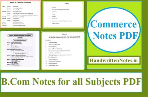 B.Com Notes for all Subjects PDF: Download Best