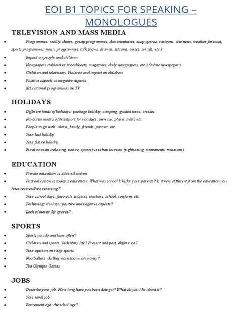 B1 speaking topics.  Use our printable topic bank to stimulate discussions i...