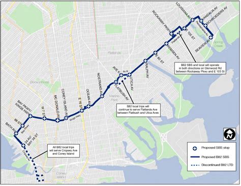 B82 bus route map. The B82 bus line (Coney Island - Spring Creek Towers) has 3 routes. For regular weekdays, their operation hours are: (1) 25 Av Cropsey Av: 7:56 AM - 6:32 PM(2) Coney Island Stillwell A v Via Flatlands: 24 hours(3) Spring Crk Twrs 