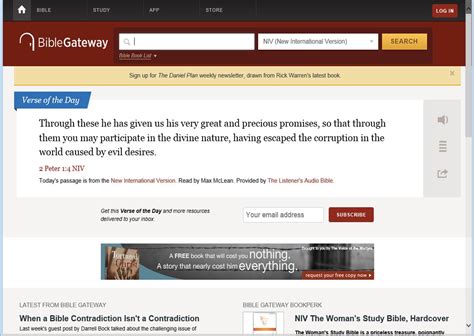 B8ble gateway. By submitting your email address, you understand that you will receive email communications from Bible Gateway, a division of The Zondervan Corporation, 501 Nelson Pl, Nashville, TN 37214 USA, including commercial communications and messages from partners of Bible Gateway. You may unsubscribe from Bible Gateway’s emails at any time. 