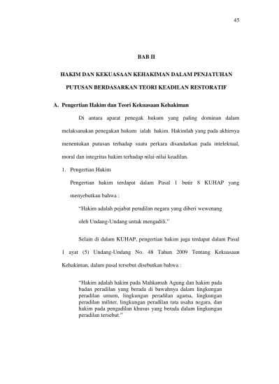 BAB 2 2.1. PENGERTIAN PUTUSAN HAKIM - Universitas …