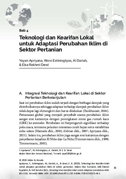 Bab 4 Teknologi dan Kearifan Lokal untuk Adaptasi Perubahan ... - BRIN - wintechmobiles.com