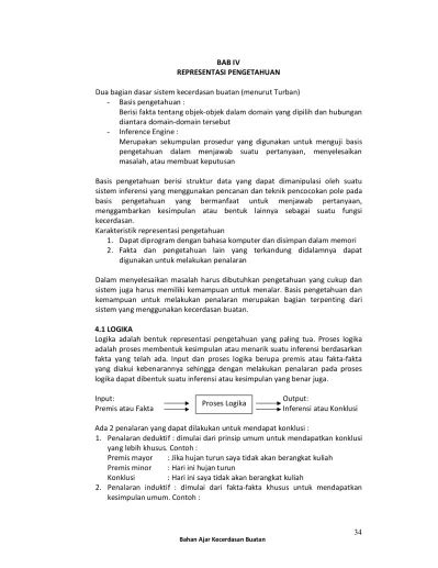 BAB IV REPRESENTASI PENGETAHUAN - Institut Teknologi Padang - wintechmobiles.com