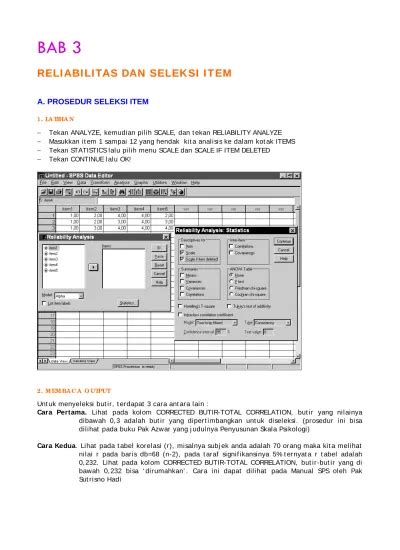 Babak I Reliabilitas dan Seleksi item - Universitas Gadjah Mada - wintechmobiles.com