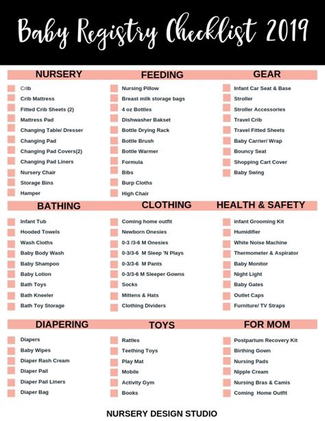 BABY REGISTRY CHECKLIST 2019 + PRINTABLE Nursery Design Studio