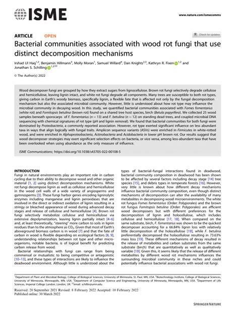Bacterial communities associated with wood rot fungi that use distinct ... - raincitystudios.com