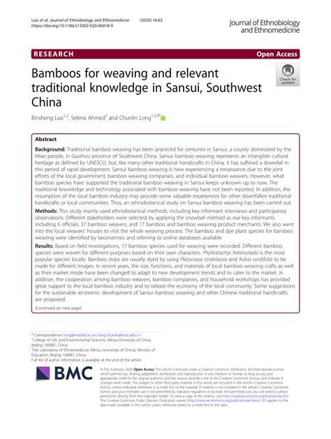 Bamboos for weaving and relevant traditional knowledge in Sansui ... - raincitystudios.com